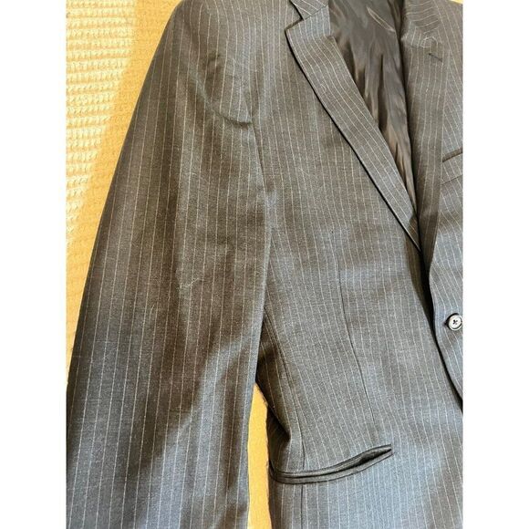 LRL Ralph Lauren Gray Pinstripe Wool 2 Button Blazer Jacket Mens 44R - Picture 2 of 11